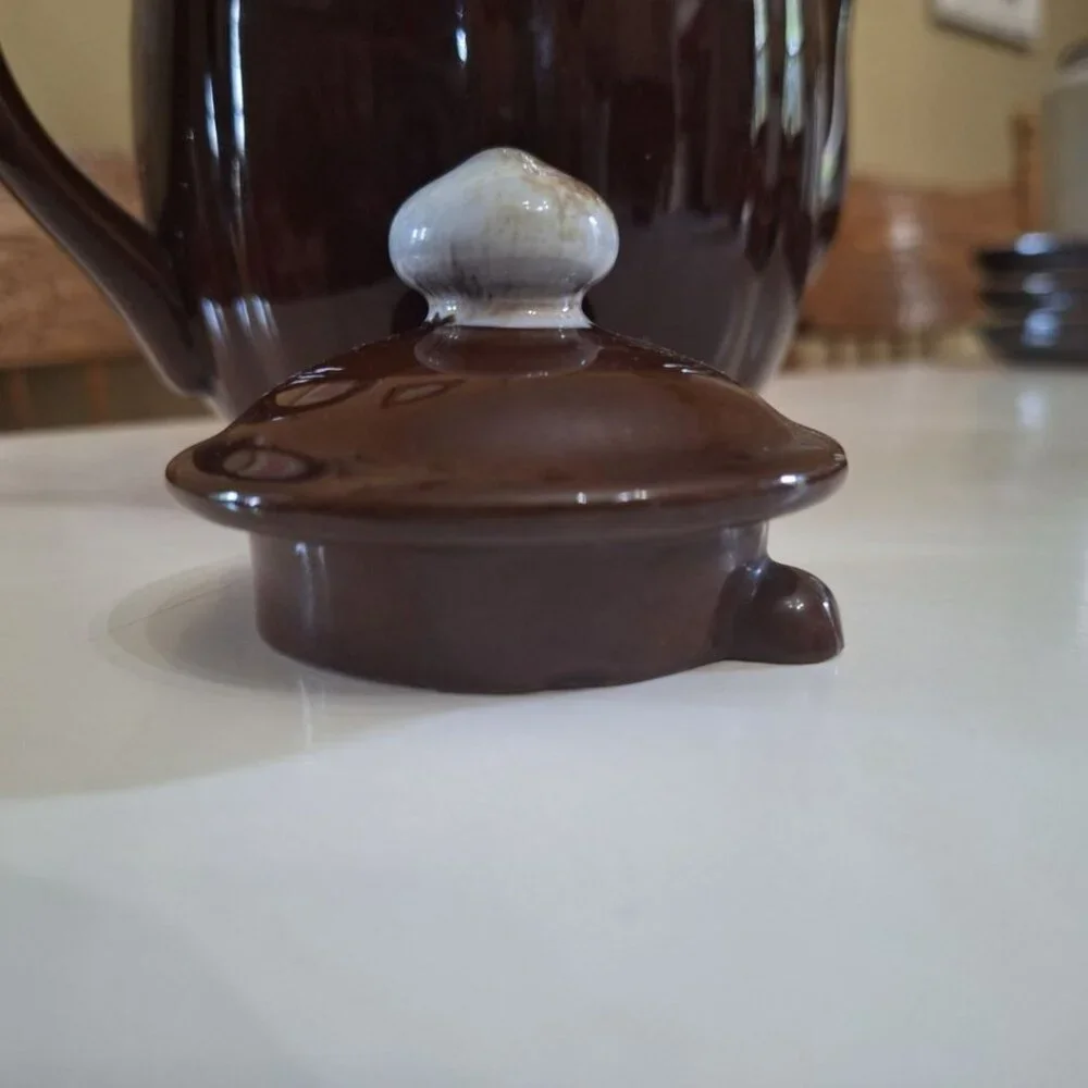Drip Glaze Teapot Brown Vintage Pottary Japan‎ Lid No Chips 6 Inches Tall